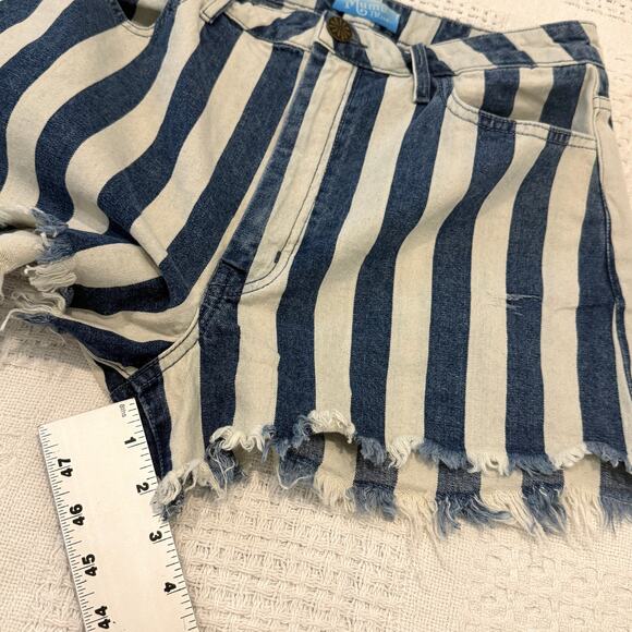 Show me Your Mumu Blu 30 Arizona high waist frayed hem jean shorts SH2 2840 - Picture 3 of 11